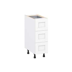 Milton 12 in. W x 24 in. D x 34.5 in. H Assembled Shaker Drawer Base Kitchen Cabinet in Bright White with 4 Drawers