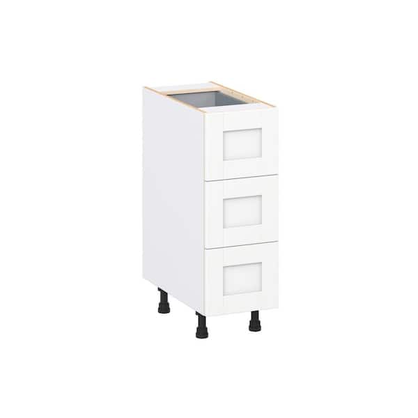 J COLLECTION Milton 12 in. W x 24 in. D x 34.5 in. H Assembled Shaker Drawer Base Kitchen Cabinet in Bright White with 4 Drawers