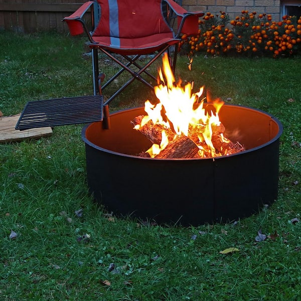 36 in. Round Steel Wood Burning Fire Pit Kit with Rotating Cooking Grate