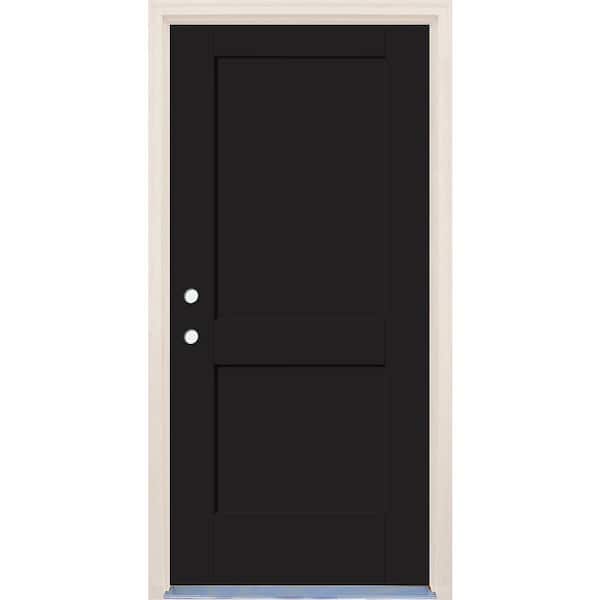 Builders Choice 32 in. x 80 in. 2-Panel Right-Hand Onyx Fiberglass Prehung Front Door w/4-9/16 in. Frame and Nickel Hinges