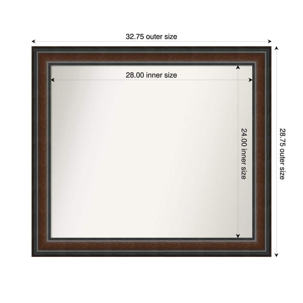 Cyprus Walnut 32.75 in. x 28.75 in. Custom Non-Beveled Wood Framed Bathroom Vantiy Wall Mirror price history on PriceWatchPro