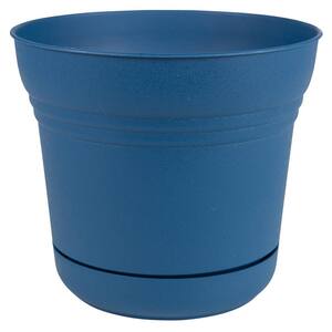 5 in. Classic Blue Saturn Plastic Planter with Saucer