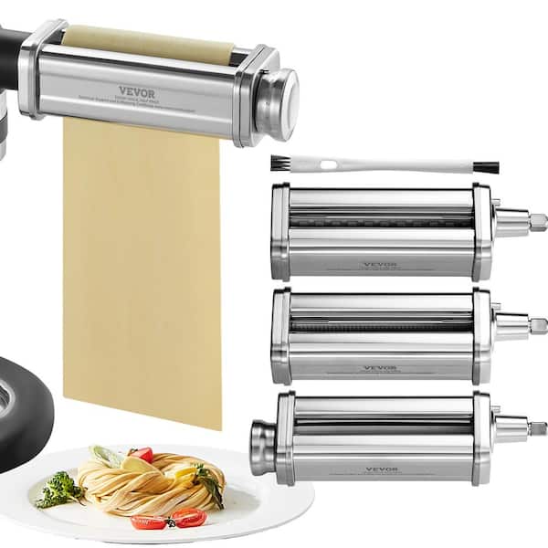 VEVOR Stainless Steel Pasta Roller Cutter Attachment KitchenAid Stand Mixer 8-Adjustable Thickness Knob Pasta Maker (3-Pieces)