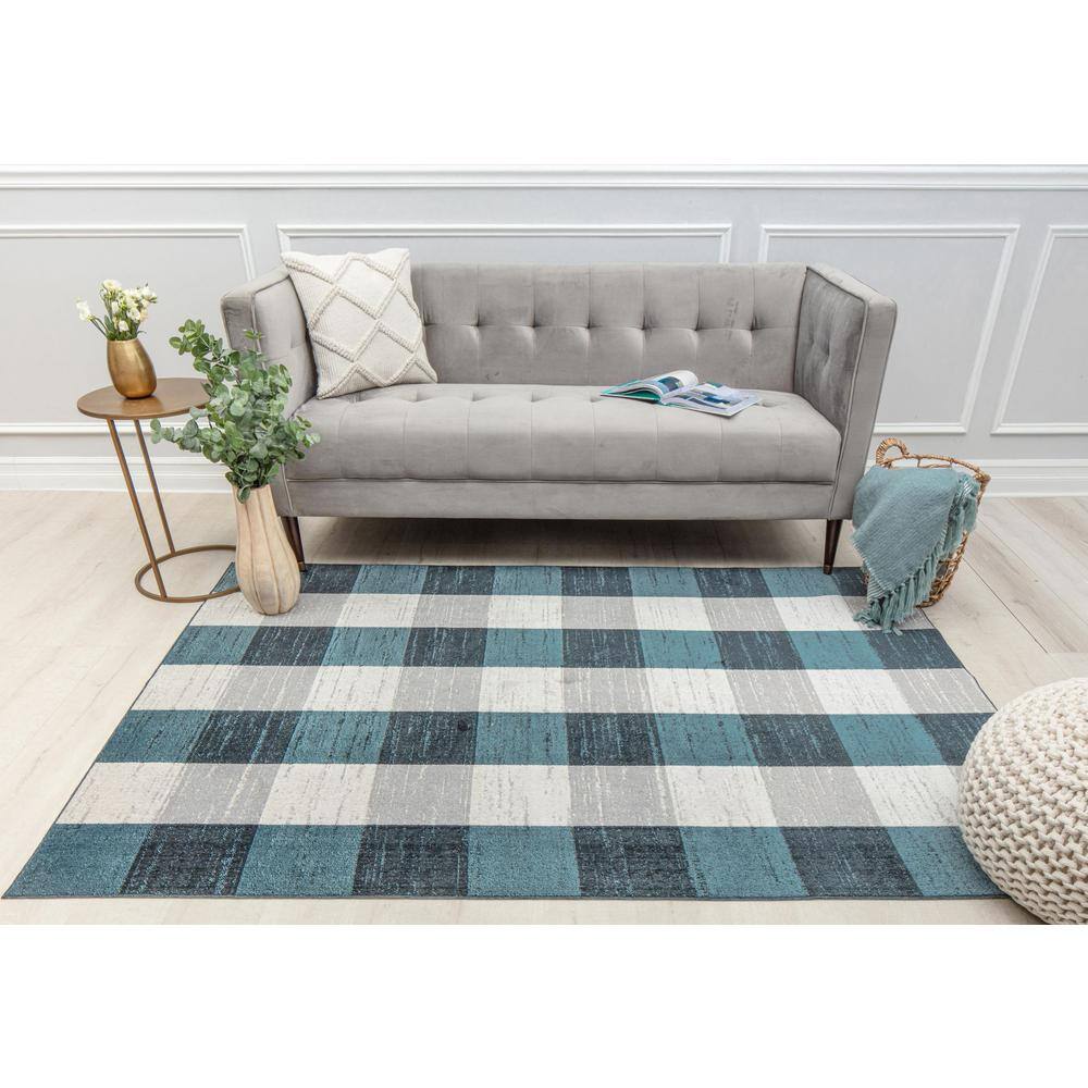 Bedford Check Red Plaid 24" Synthetic Stain-Resistant Area Rug