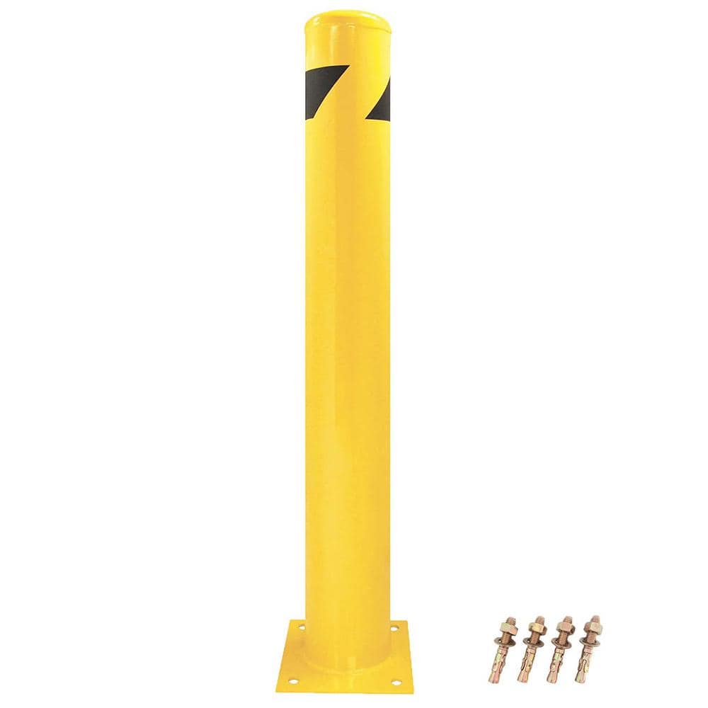 8Net 42 in. H x 4.5 in. Dia 12-Gauge Yellow Steel Pipe Safety Bollard ...