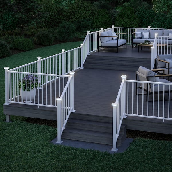 Classic 4 in. x 4 in. White Plastic Pyramid Solar Post Cap (2-Pack)