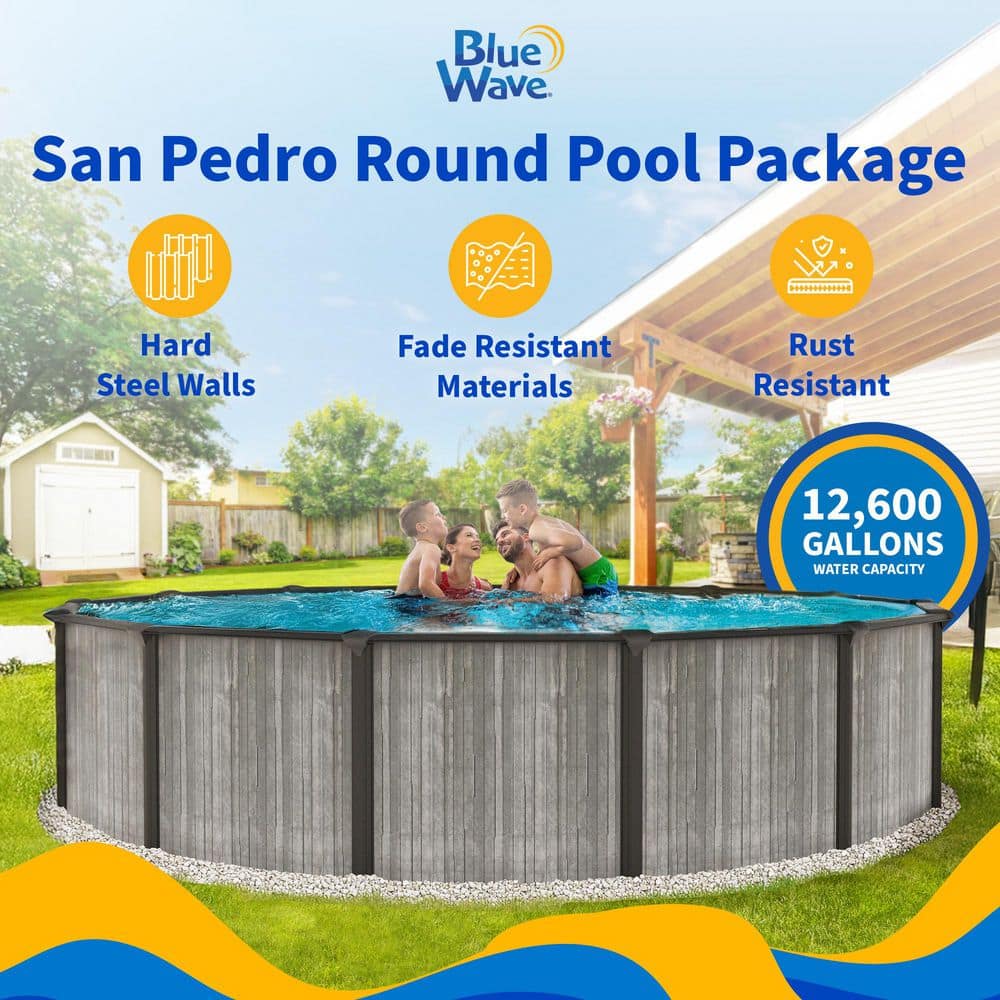 San Pedro 24-ft Round Steel Wall Swimming Pool with Filter and Pump