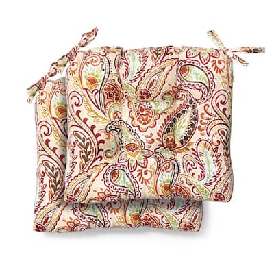 Hampton Bay 19 in. x 18 in. x 4.5 in. Chili Paisley Tufted Outdoor Seat Cushion (2 Pack)
