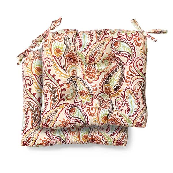 Unbranded Hampton Bay 19 in. x 18 in. x 4.5 in. Chili Paisley Tufted Outdoor Seat Cushion (2 Pack)