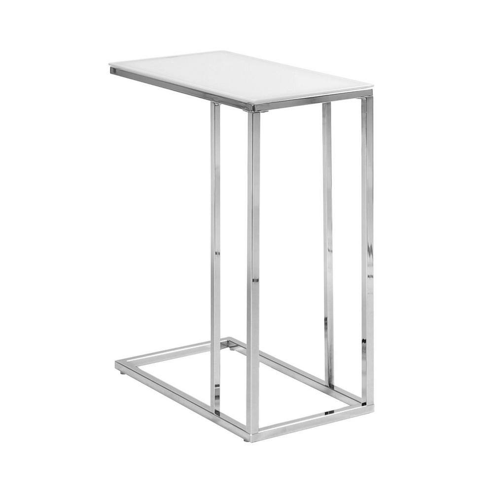 HomeRoots Jasmine 24 in. Chrome Metal Tempered Glass End Table 332970
