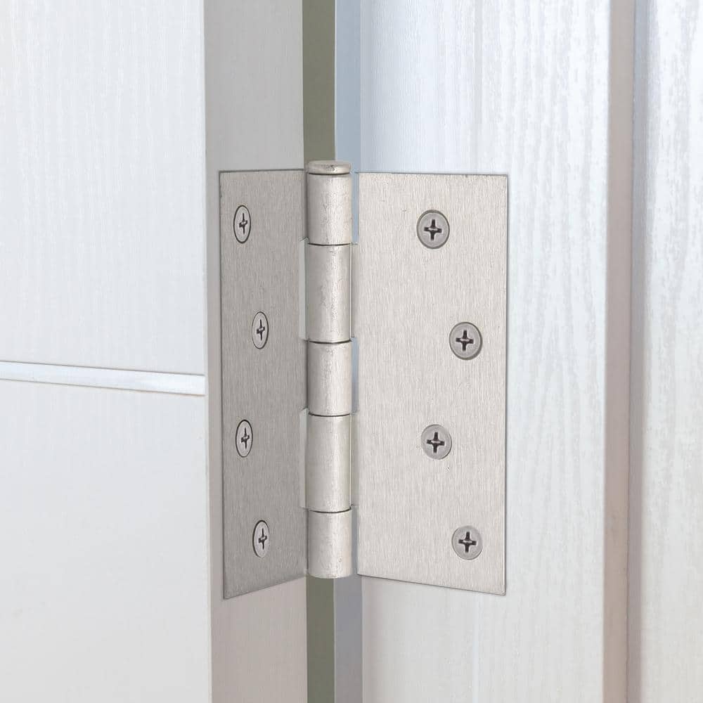 Satin Nickel 4'' x 4'' Steel Door Hinge Set