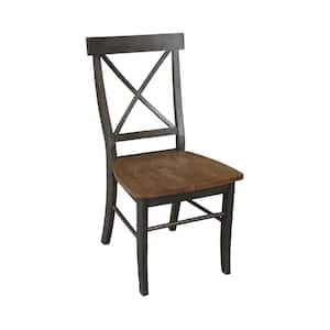 Alexa Hickory/Coal Wood X-Back Dining Chair (Set of 2)