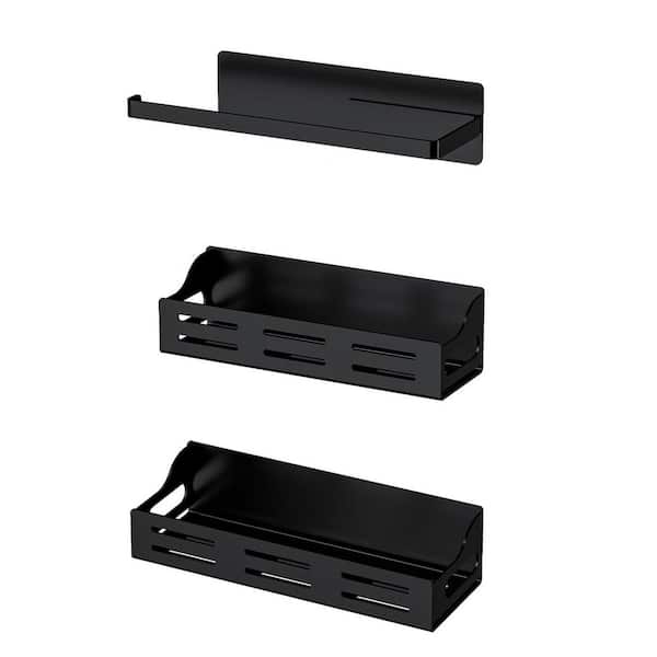 JFVKAF Magnetic Mount Black Matte Finish 3-Pack Refrigerator Spice