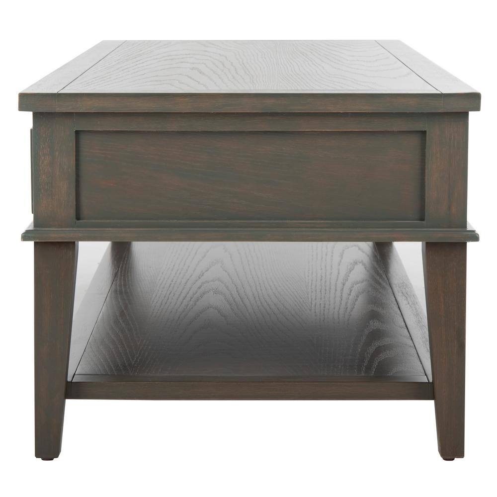 Transitional Ash Grey Rectangular Coffee Table with Storage