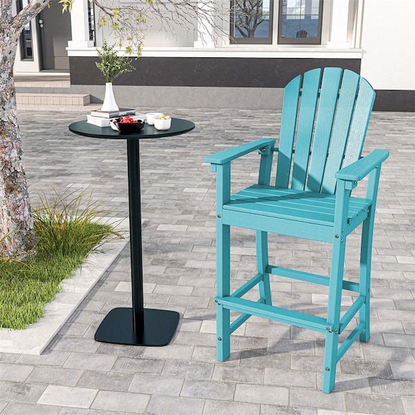 Turquoise Adirondack Plastic Outdoor Bar Stool