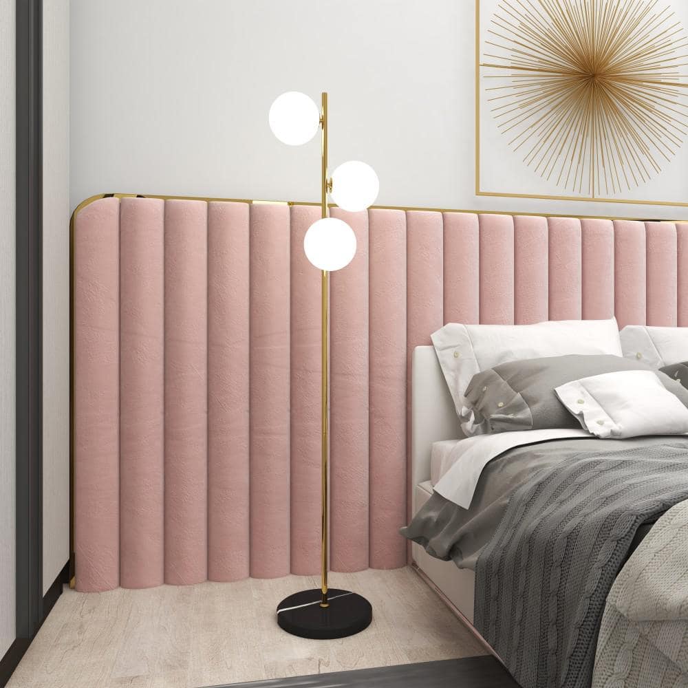 Gold and White 55" Modern Floor Lamp with Marble Base