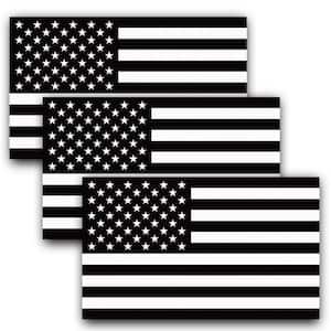 0.46 ft. x 0.25 ft. Reflective Subdued American Flag Decal Patriotic Monochrome Stripe Tactical Car Stickers (3-Pack)