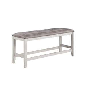 18 in. White Backless Bedroom Bench with Padded Seat