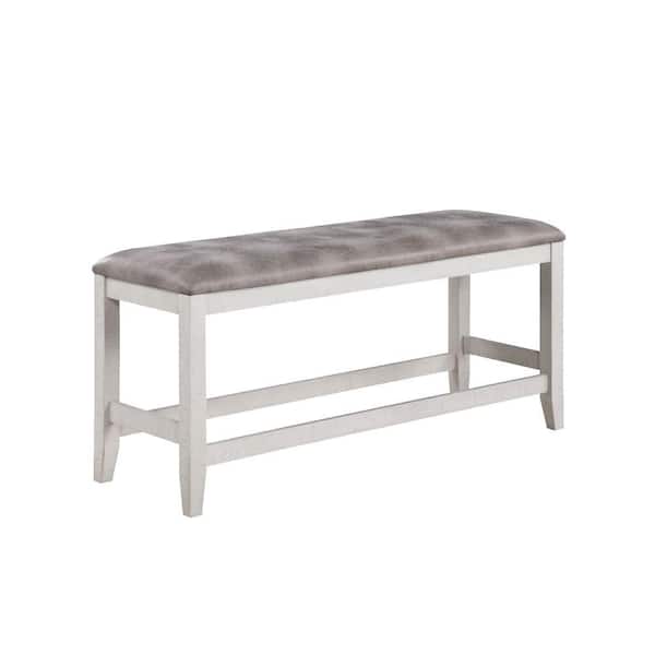 Benjara 18 in. White Backless Bedroom Bench with Padded Seat