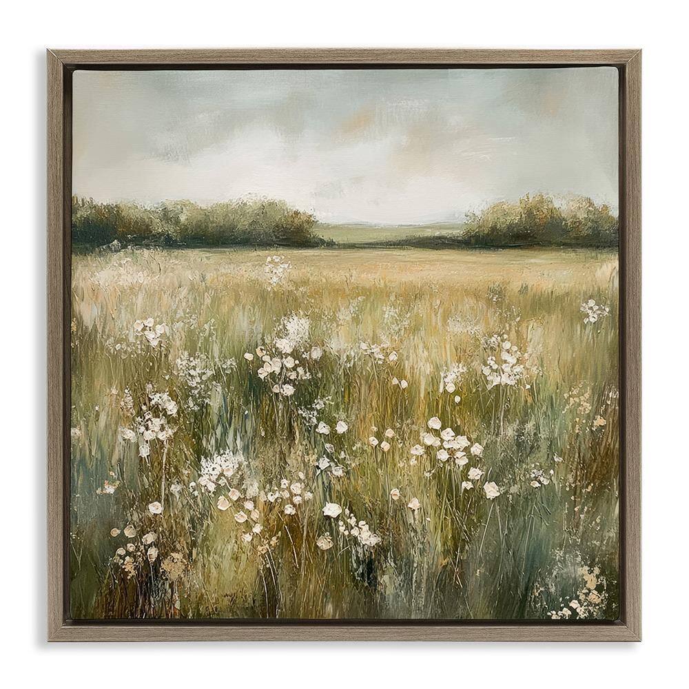 Neutral Field Of Flowers by Petal Prints Design 1 Piece Brown Floater Frame Nature Graphic Art Print 25 in. x 25 in. price history on PriceWatchPro