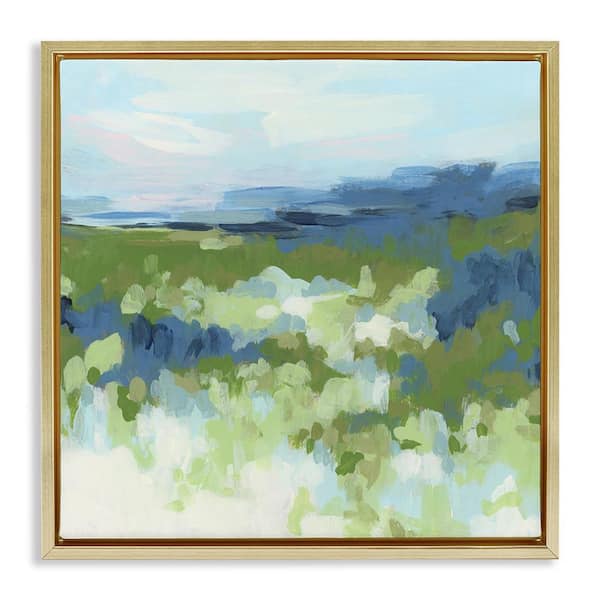 Green and Blue Nature by June Erica Vess Gold Floater Frame Graphic Art Print Abstract 25 in. x 25 in.