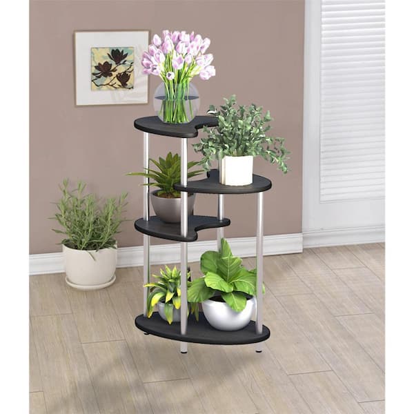 Dyiom 30 in. Tall Outdoor Black Metal Plant Stand Rustproof Heavy