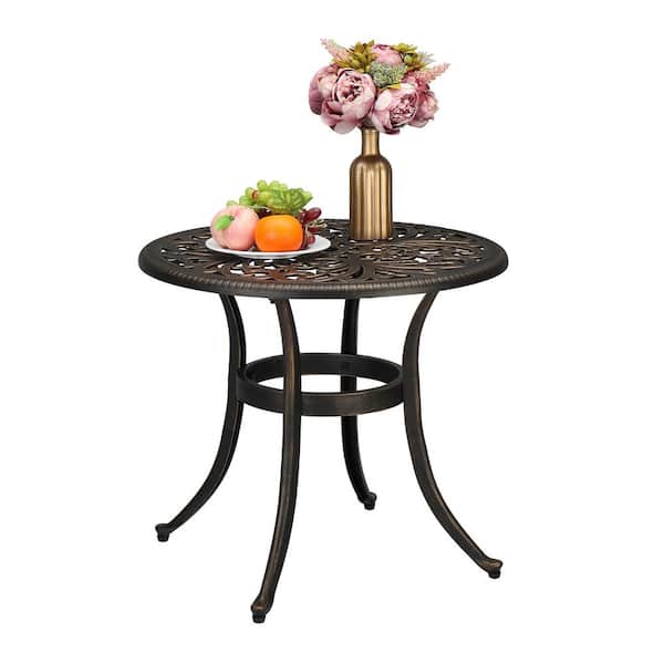Karl home Bronze Round Aluminum Outdoor Side Table