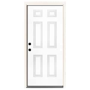 32 in. x 80 in. Element Series 6-Panel White Primed Steel Prehung Front Door with Right-Hand Inswing w/ 6-9/16 in. Frame