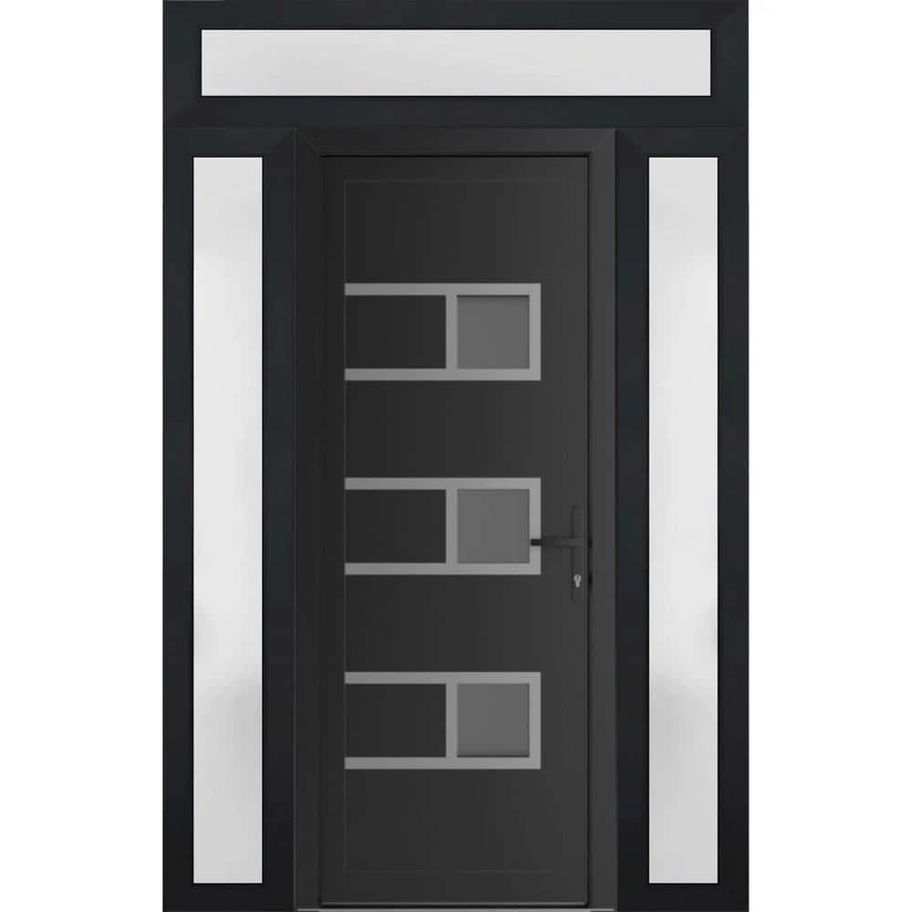 60 in. x 94 in. Left-hand/Inswing Mirrored Glass Matte Black Steel Prehung Front Door with Hardware price history on PriceWatchPro