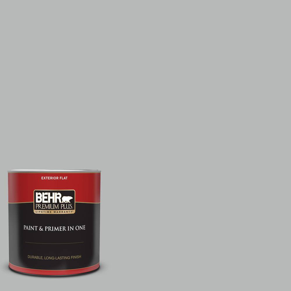 Behr Premium Plus Qt N Lunar Surface Flat Exterior Paint And Primer In One The