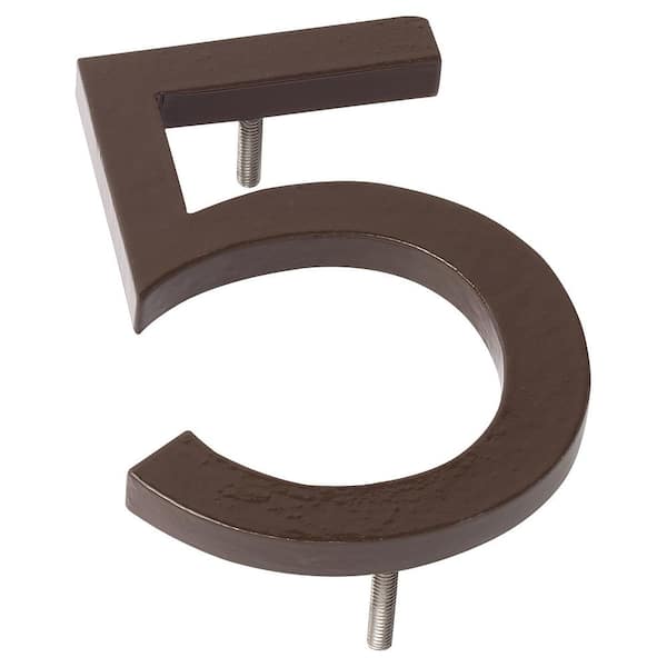 6" Antique Copper Aluminum floating or flat Modern House Numbers 0-9-5