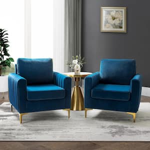 Ennomus Navy Polyester Club Chair with Removable Cushions (Set of 2)