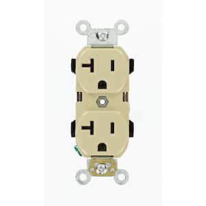 20 Amp Industrial Grade Heavy Duty Self Grounding Duplex Outlet, Ivory
