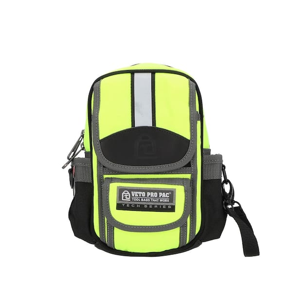 8 in. Small Hi-Viz Yellow Nylon Tool Pouch with Pen Knife Pliers Screwdriver Wrench Utility Knife Holder