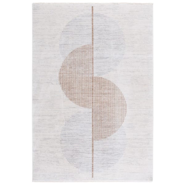 Forum 9 ft. x 13 ft. Ivory/Gray Brown Geometric Line Area Rug