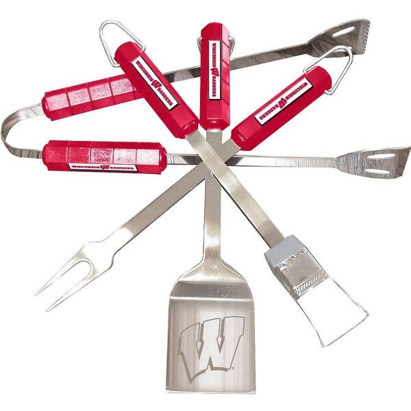 BSI Products NCAA Wisconsin Badgers 4-Piece Grill Tool Set