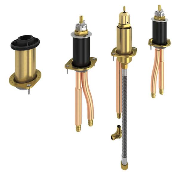 2-Handle Flexible Mount Roman Tub Faucet with Hand Shower Rough-In Kit with PEX Crimp