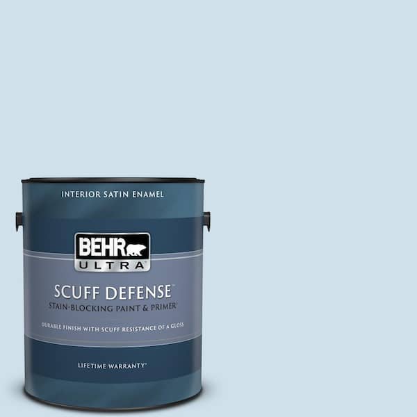BEHR ULTRA 1 gal. #560A-1 Pale Sky Extra Durable Satin Enamel Interior Paint & Primer