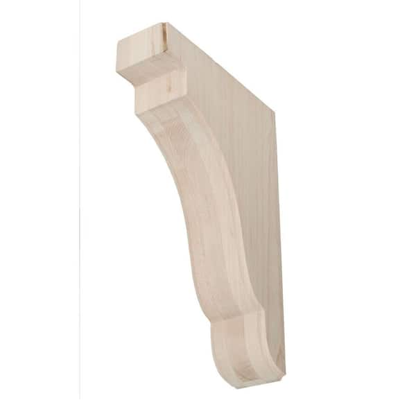 American Pro Decor 14 in. x 3 in. x 9 in. Unfinished Large North American Solid Hard Maple Traditional Plain Wood Backet Corbel