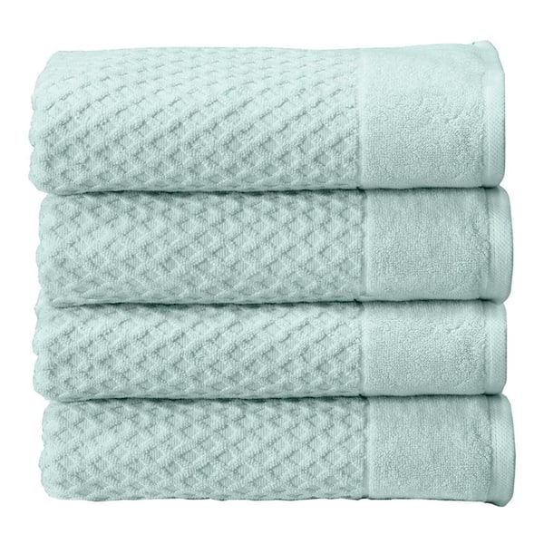 Great Bay Home 100% Cotton Textured 6 Pack Hand Towel Set Pastel Blue