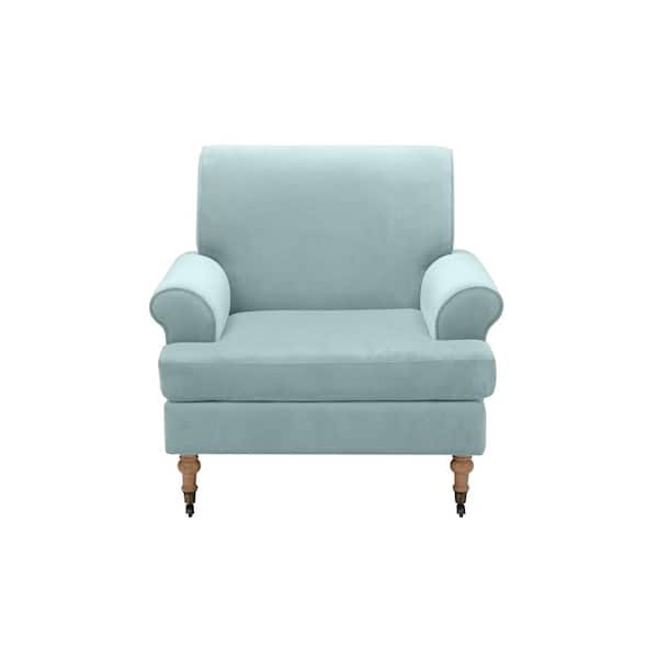 Rustic Manor Jakobe Light Blue Accent Chair Saber Back Leg Velvet