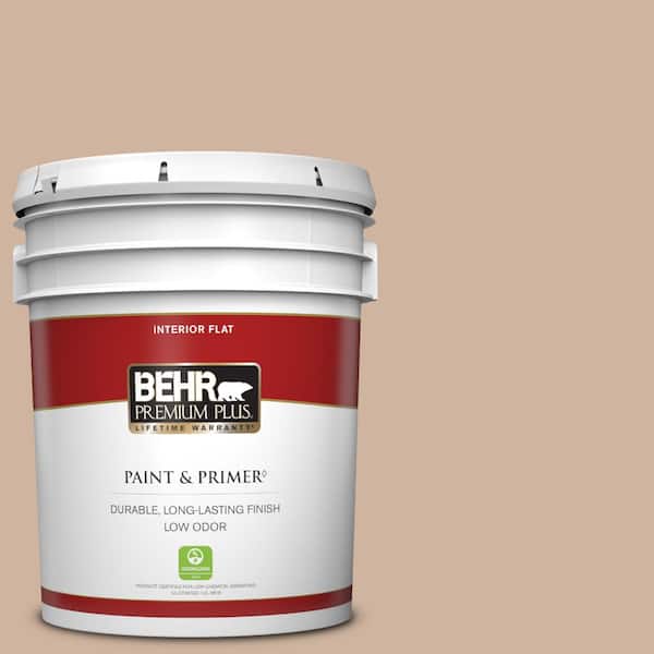 BEHR PREMIUM PLUS 5 gal. #BNC-01 Bauhaus Buff Flat Low Odor Interior Paint & Primer