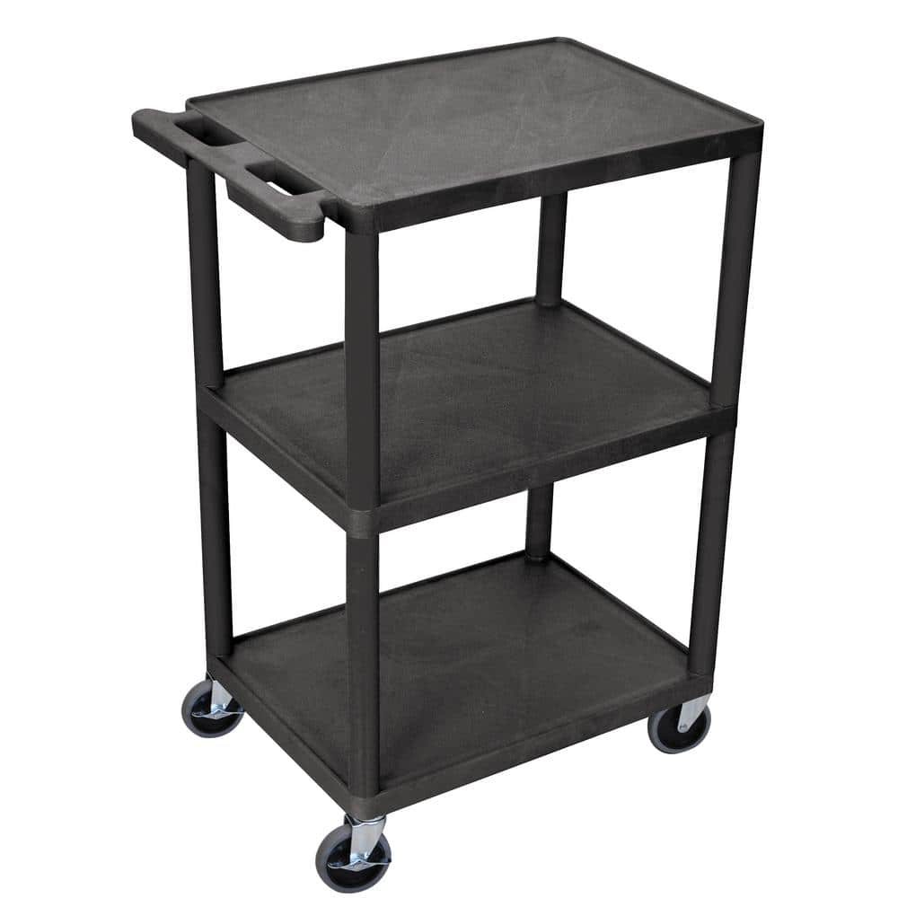 Luxor HE 24 in. 3-Shelf Utility Cart in Black HE42-B - The Home Depot