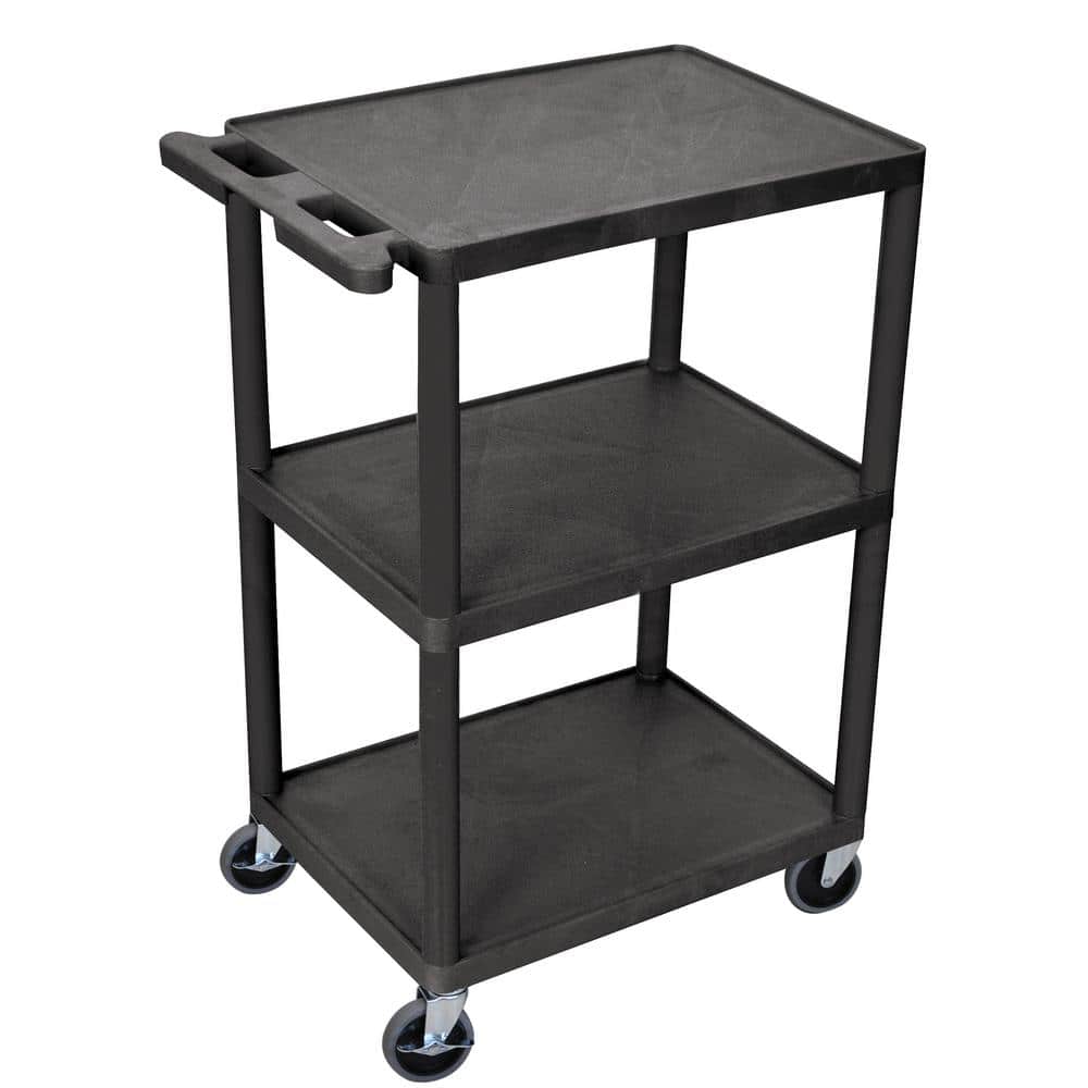 HE 24 in. 3-Shelf Utility Cart in Black