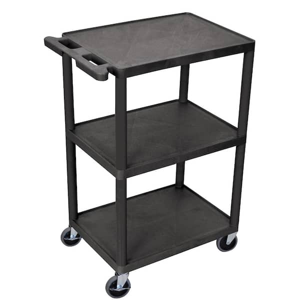 HE 24 in. 3-Shelf Utility Cart in Black