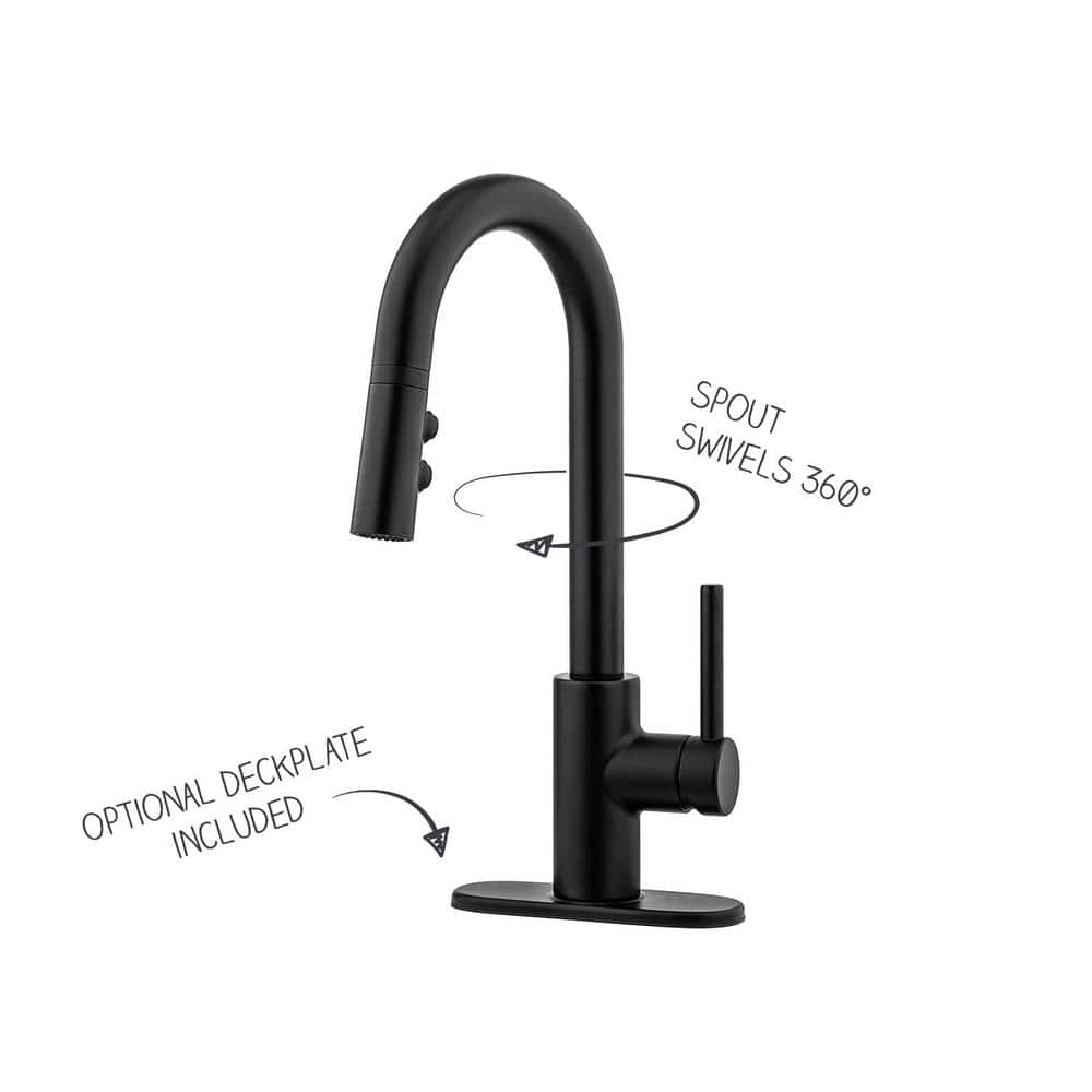 Stellen 16.75" High Arc Pull-Down Kitchen Faucet in Matte Black