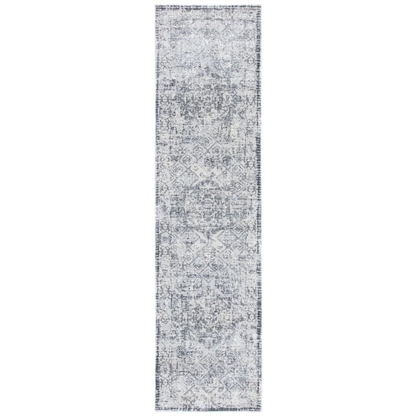 Alhambra 2 ft. x 8 ft.Dark Gray/Gray Oriental Runner Rug