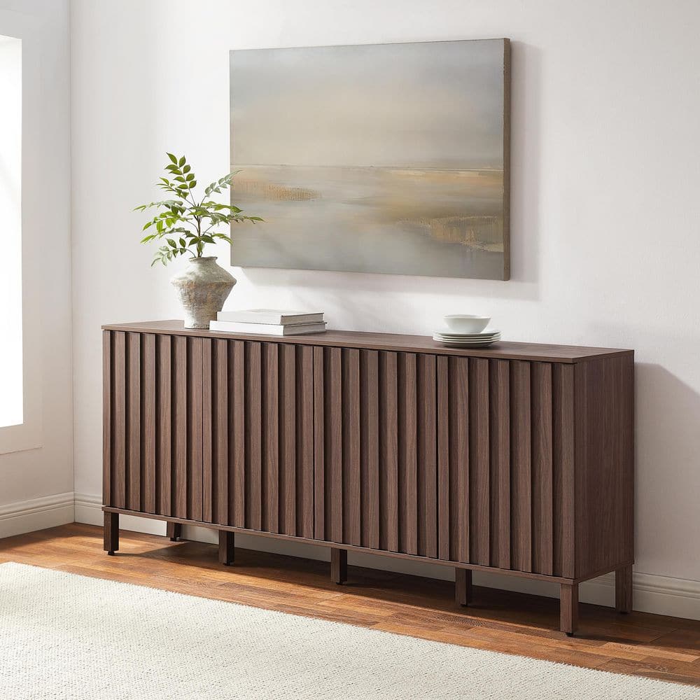 CROSLEY FURNITURE Marlowe Walnut Wood Buffet with Adjustable