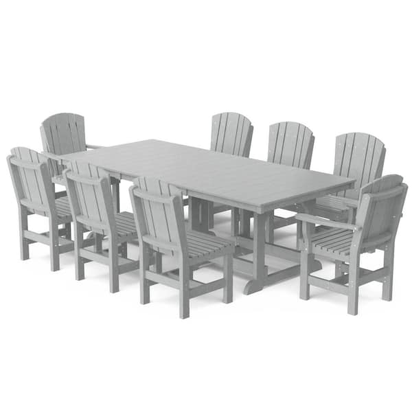 Wildridge Heritage Light Gray 9-Piece Plastic Outdoor Patio Dining Set