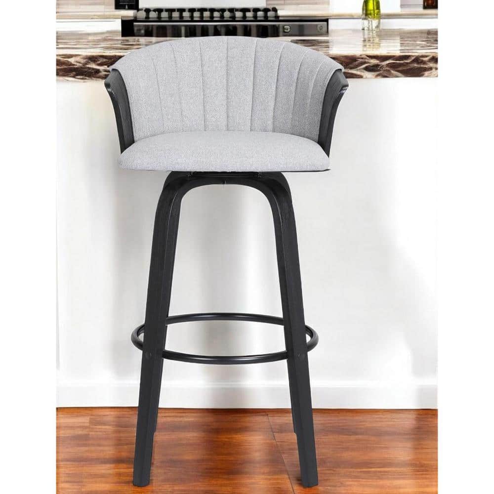 26 in. Light Gray High Back Wood Counter Stool Fabric Seat price history on PriceWatchPro